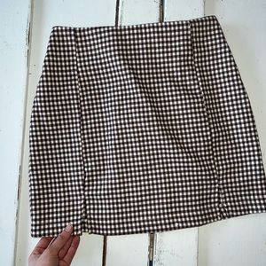 Checkered brown mini skirt